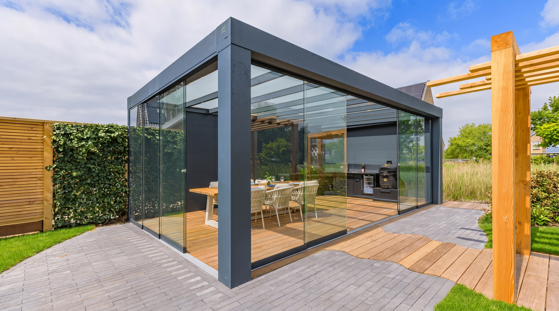 Moderne Cube veranda bij een luxe villa